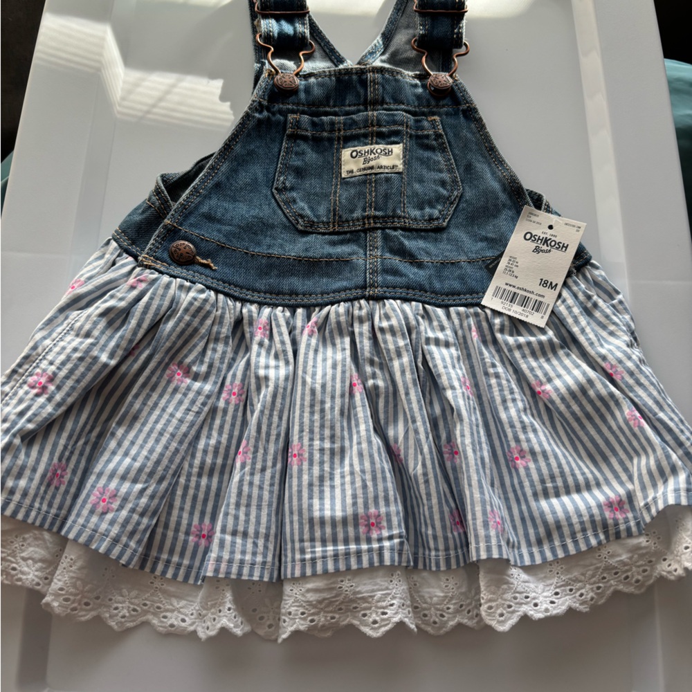 OshKosh B'gosh Blue Denim and Striped Dress